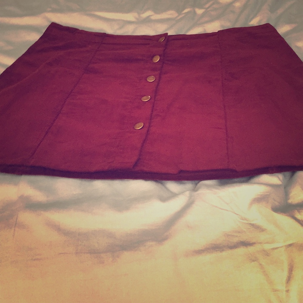 In time for Fall/Winter:  wine corduroy skirt